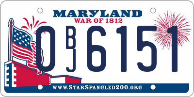 MD license plate 0BJ6151
