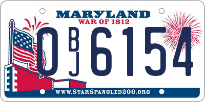 MD license plate 0BJ6154