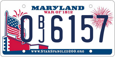 MD license plate 0BJ6157
