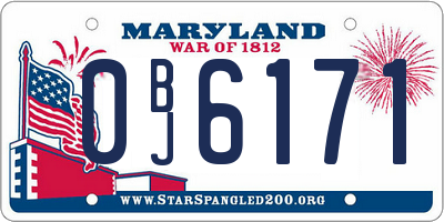 MD license plate 0BJ6171