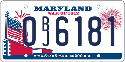 MD license plate 0BJ6181