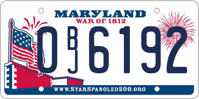 MD license plate 0BJ6192