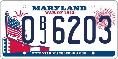MD license plate 0BJ6203