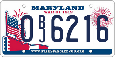 MD license plate 0BJ6216