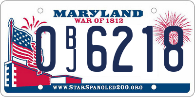 MD license plate 0BJ6218
