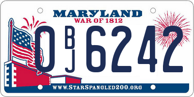 MD license plate 0BJ6242