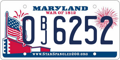 MD license plate 0BJ6252