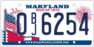 MD license plate 0BJ6254