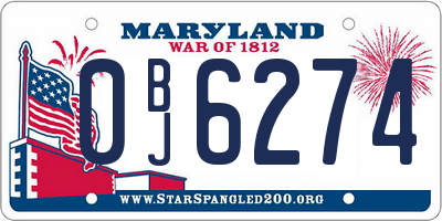 MD license plate 0BJ6274