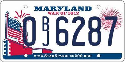 MD license plate 0BJ6287