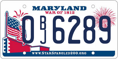 MD license plate 0BJ6289