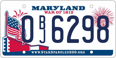 MD license plate 0BJ6298