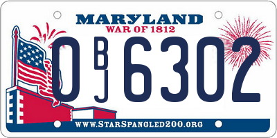 MD license plate 0BJ6302
