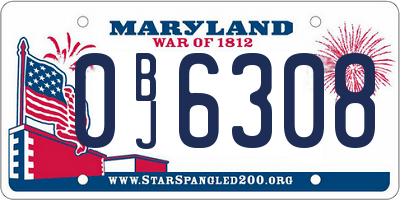 MD license plate 0BJ6308