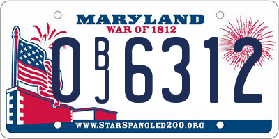 MD license plate 0BJ6312