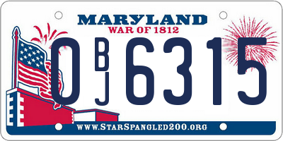 MD license plate 0BJ6315