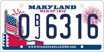 MD license plate 0BJ6316