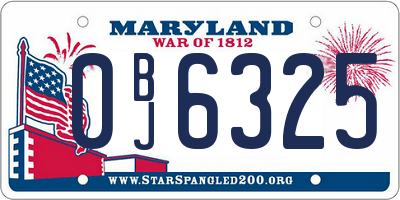MD license plate 0BJ6325