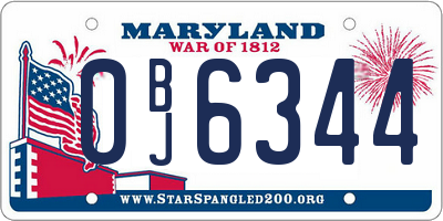 MD license plate 0BJ6344