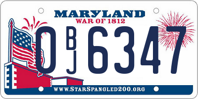 MD license plate 0BJ6347