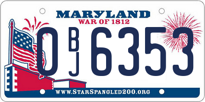 MD license plate 0BJ6353