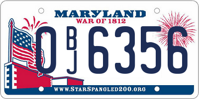 MD license plate 0BJ6356