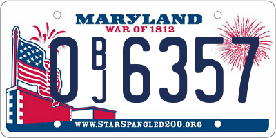 MD license plate 0BJ6357