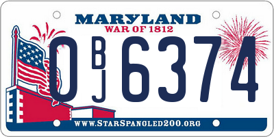 MD license plate 0BJ6374