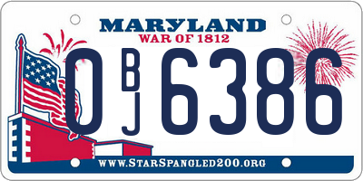 MD license plate 0BJ6386