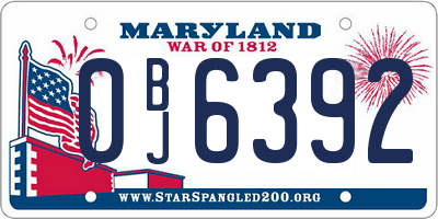 MD license plate 0BJ6392
