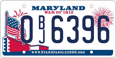 MD license plate 0BJ6396