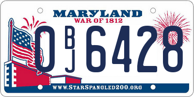 MD license plate 0BJ6428