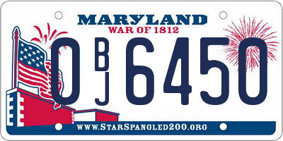 MD license plate 0BJ6450