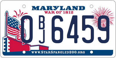 MD license plate 0BJ6459