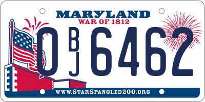MD license plate 0BJ6462