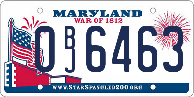 MD license plate 0BJ6463