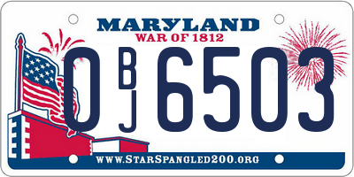 MD license plate 0BJ6503
