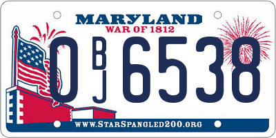 MD license plate 0BJ6538