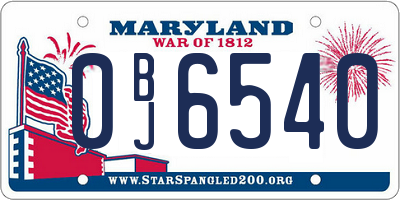 MD license plate 0BJ6540