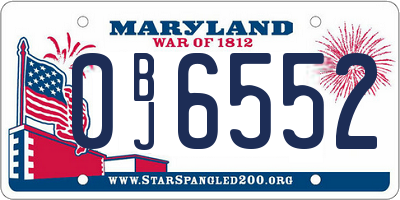 MD license plate 0BJ6552