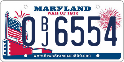 MD license plate 0BJ6554