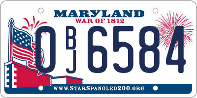MD license plate 0BJ6584