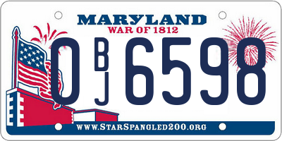 MD license plate 0BJ6598