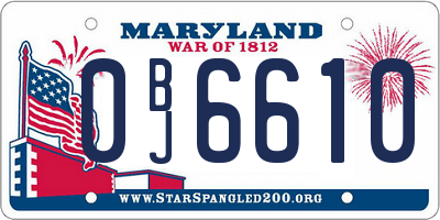 MD license plate 0BJ6610