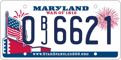 MD license plate 0BJ6621