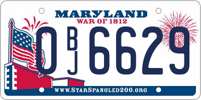 MD license plate 0BJ6629