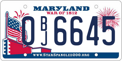 MD license plate 0BJ6645