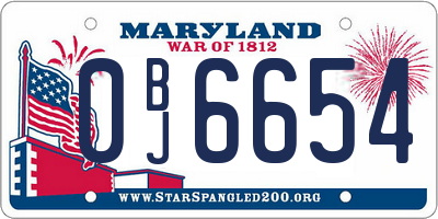 MD license plate 0BJ6654
