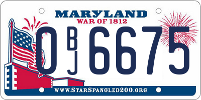 MD license plate 0BJ6675