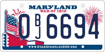 MD license plate 0BJ6694